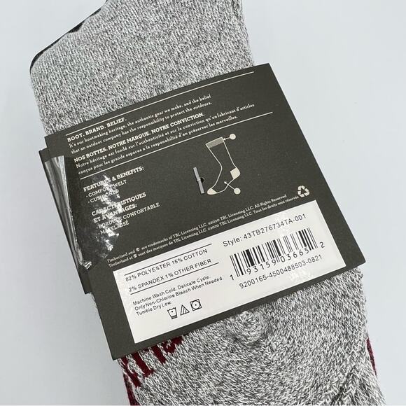 Timberland Cushioned Boot 3 Pairs Socks Grey Red Women’s One Size - Picture 6 of 6